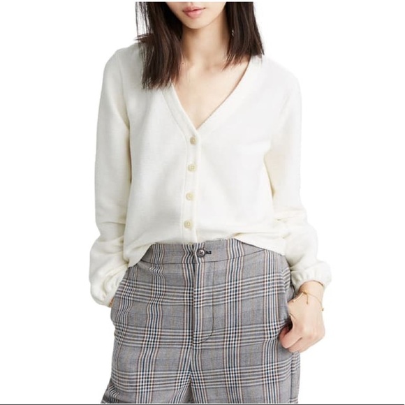 Madewell Sweaters - MADEWELL
Texture & Thread Bubble-sleeve Cardigan In Bright Ivory